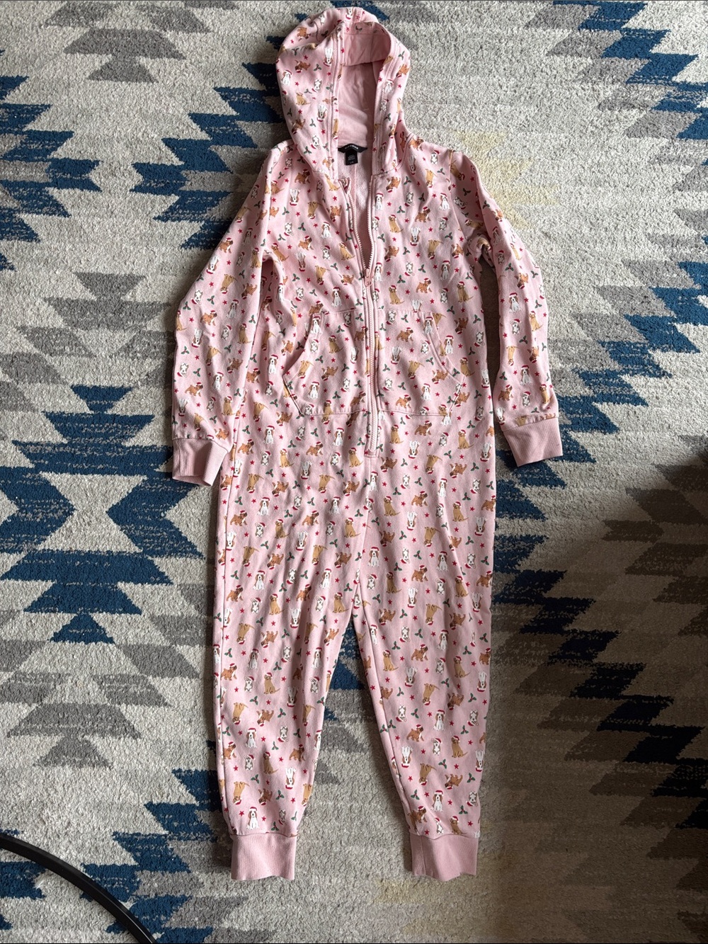 Kids Pink Hooded One-Piece Pajama with Animal Print